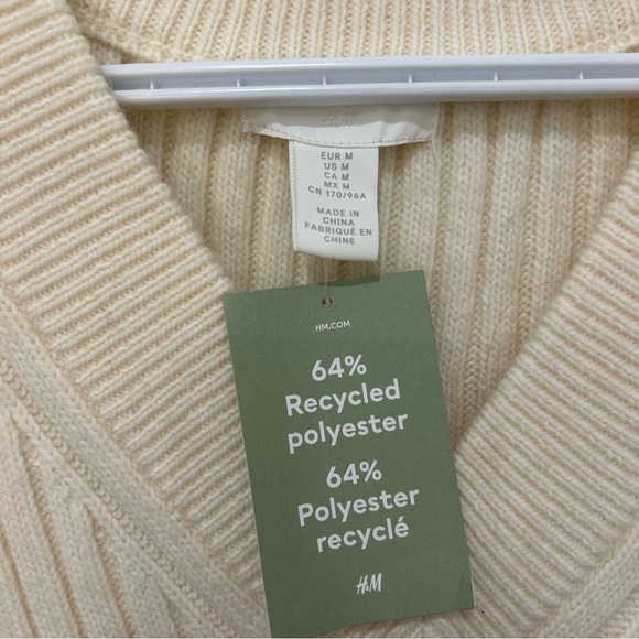 [Brand New] H&M Oversized Cream Vest Sweater - Picture 3 of 6